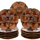 S/13 French Vintage Majolica Oyster Plates