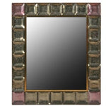 A pair of rectangular mirrors, framed by inset faceted cut clear and pink glass blocks. Italian, mid 20th C.