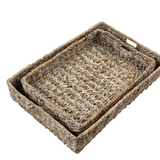 Abaca Whitewash Rectangular Trays