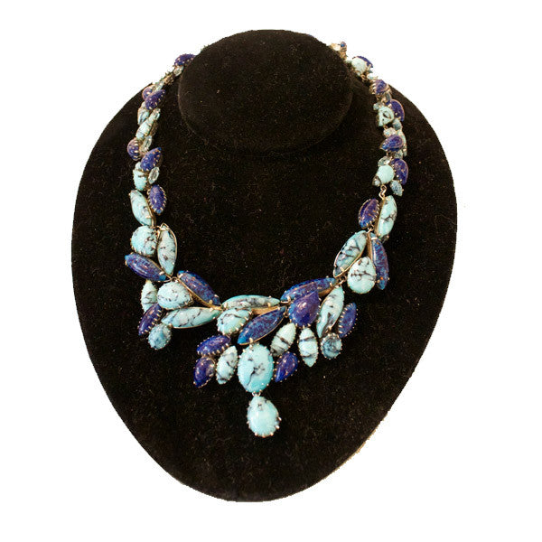 Vintage Christian Dior Faux Lapis and Turquoise Necklace