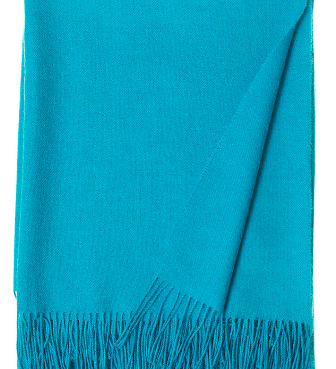 Baby alpaca throw in bright, tropical turquoise. 