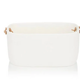 Tina Frey Large White Ice Bucket with Leather Handles