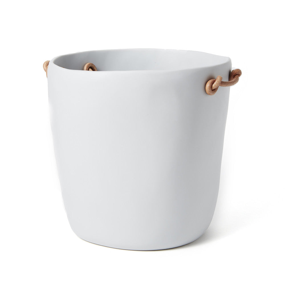 Tina Frey Champagne White Ice Bucket with Leather Handles