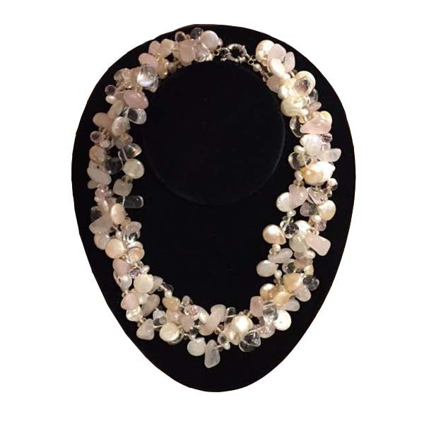 Mother of Pearl & Glass Bead Triple Strand Necklace