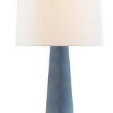 The Athens Large Table Lamp in Polar Blue Crackle with Linen Shade