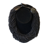 French Black Bead Multi Strand Necklace