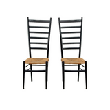 Pair of Vintage Gio Ponti Inspired Ladder Back Chairs