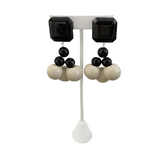 French Black and White Cluster Bead Earrings