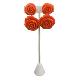 French Faux Coral Rose Earrings