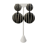 French Black and White Line Disk Earrings