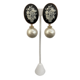 French Cameo Pearl Droplet Earrings