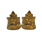 Vintage Brass Maple Leaf Bookends