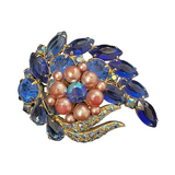 Vintage Rhinestone & Pearl Brooch