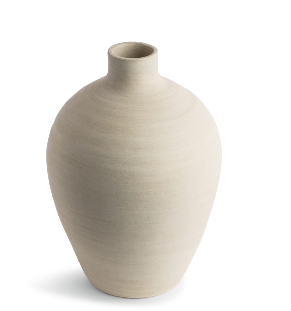 This smooth ceramic vase is combining functionality and sculptural elegance with its hand-formed round silhouette and cream finish