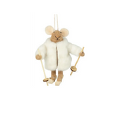 Ski Mouse with Puffy White Coat