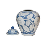 Rustic Floral Blue & White Jar