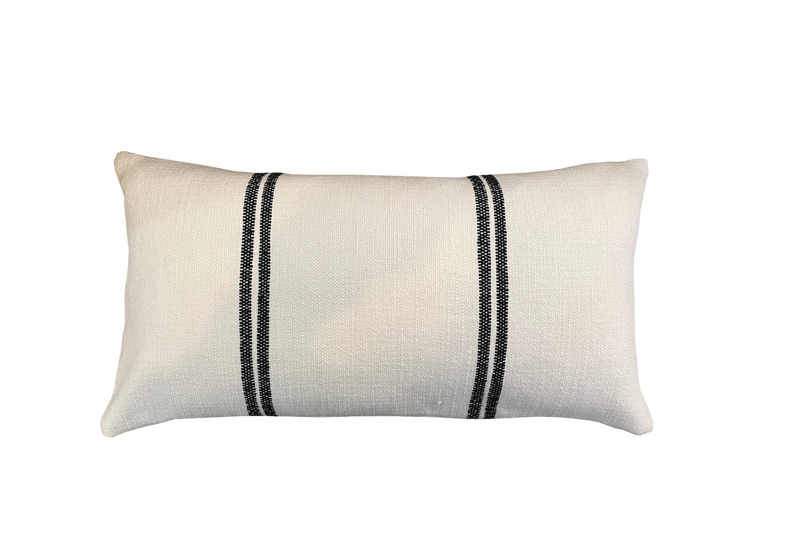 This black and white linen stripe accent pillow adds texture to any space.