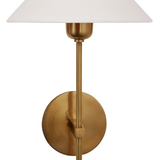 Hand-Rubbed Antique Brass Sconce with Linen Shade