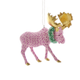 Pink Festive Moose Ornament