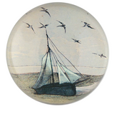 Ship with Gulls Dome Paperweight