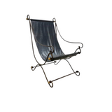 David Hicks Wrought Iron & Leather Sling Chair
