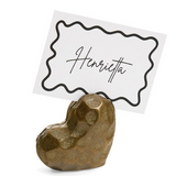 S/6  Antique Brass Heart Place Card Holders