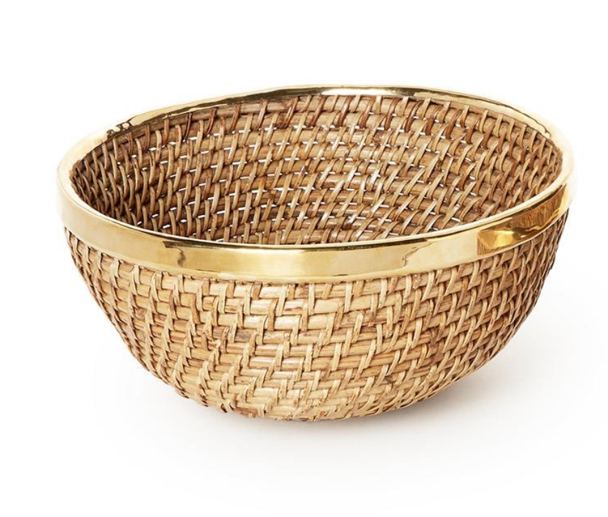 Rattan & Brass Bowl