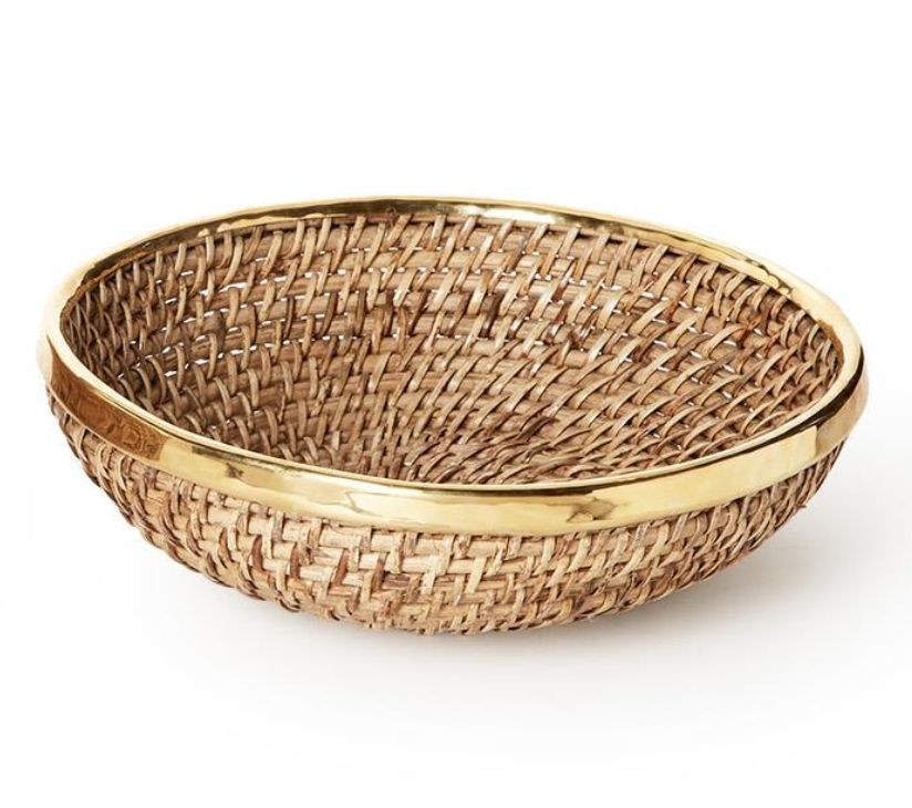 Rattan & Brass Bowl