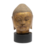 19th Gilt-Painted Stone Head of Buddha