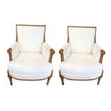 Pair of 19th C. French Walnut bergère chairs