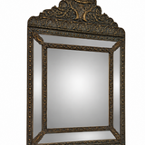 19th Century Flemish Brass Repousse Cushion Mirror