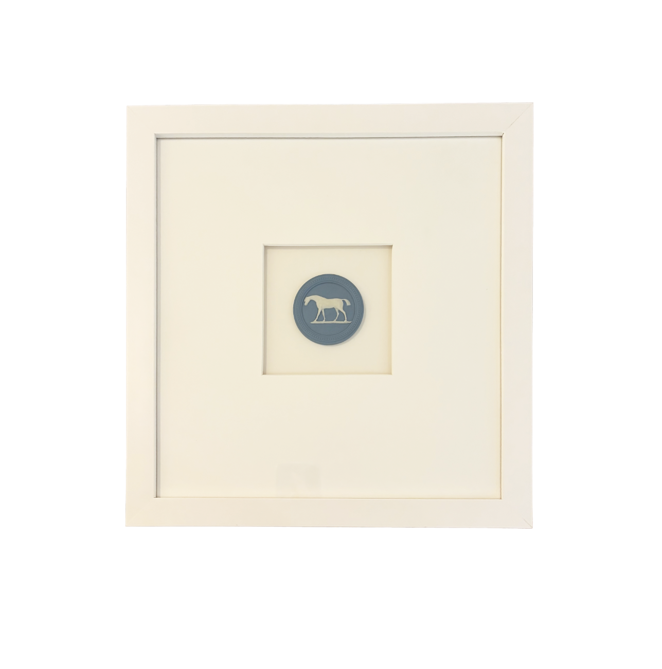 Framed Blue & White Equestrian Wedgwood Jasperware plaques