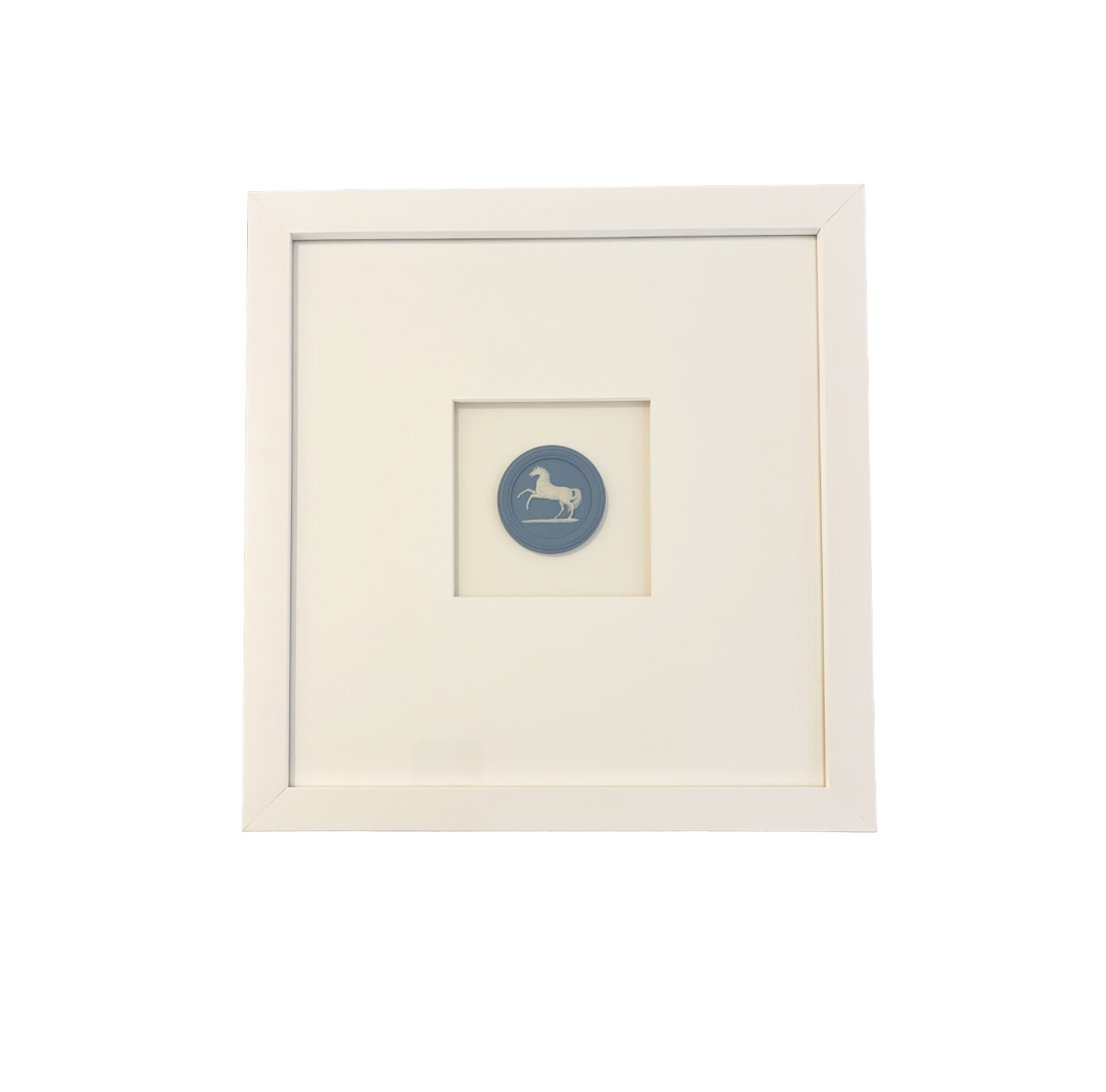 Framed Blue & White Equestrian Wedgwood Jasperware plaques
