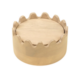 S/6 Scalloped Box Bleached Wood Coasters