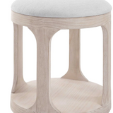 Round White Weave Abstract Ottoman/Stool