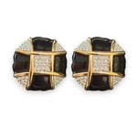 Vintage Courreges Paris Enamel and Rhinestone Earrings