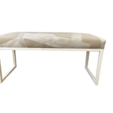 White Base Bench in Pierre Frey Fabric