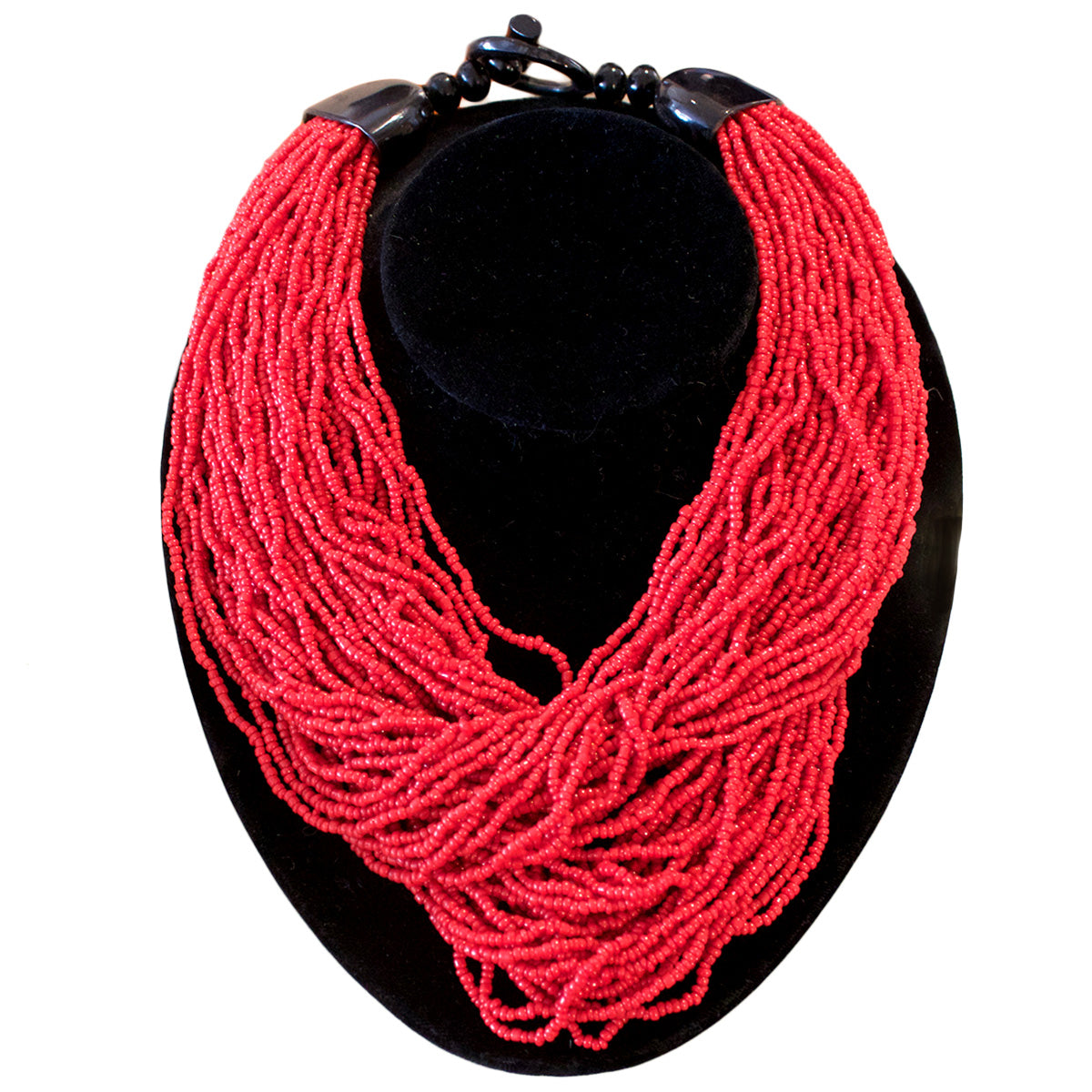 French Red Glass Bead Necklace