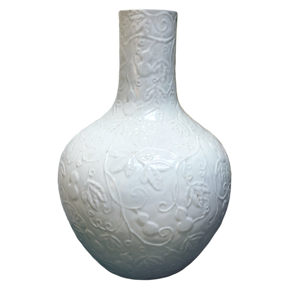 Large Ceramic Leaf Vine Motif Vase