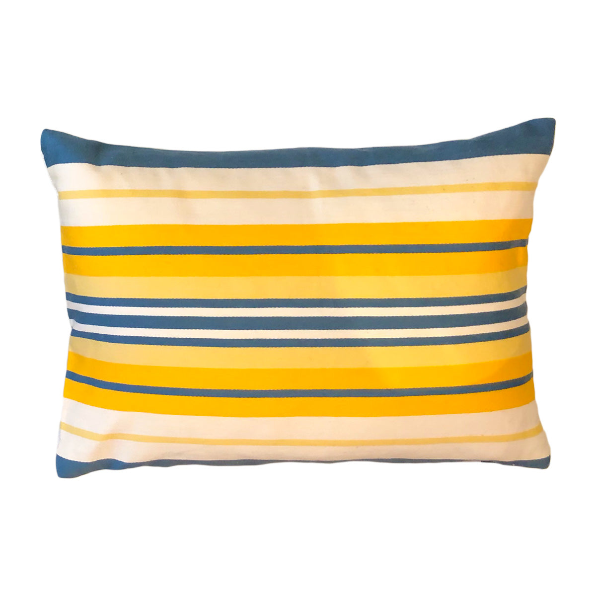 Brunschwig And Fils Blue / Yellow Stripe Fabric Pillow