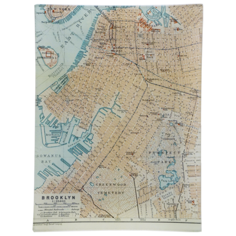 Handmade in New York, this decoupage tray features a map of Brooklyn sourced from John Derian's extensive collection of antique and vintage prints.