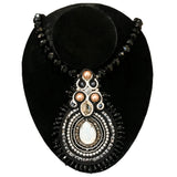 French Black Bead Pendant Necklace