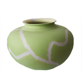 White Swirl Green Vase