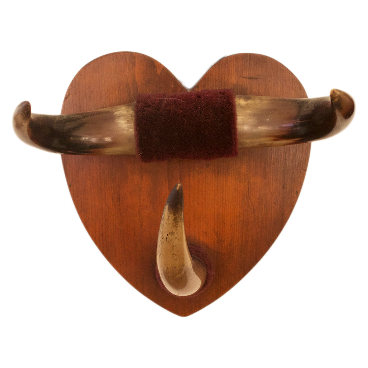 Horn Coat Rack With Heart Plaque