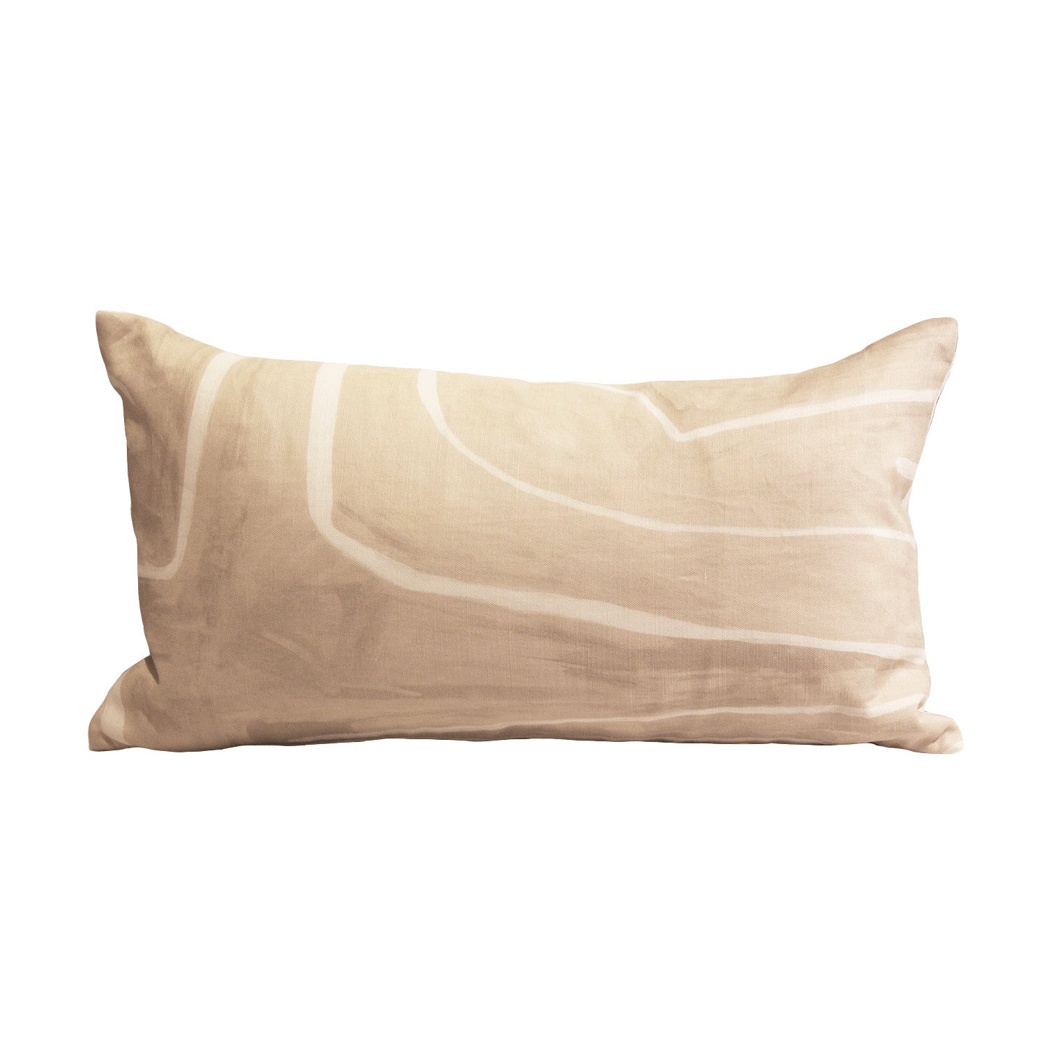Kelly Wearstler cream and white linen pillow combines playful lines with formal finish.   