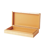 The Gold Leaf Box is a low profile box with an elegant thin handle extending across the front of each box. Available in two sizes.