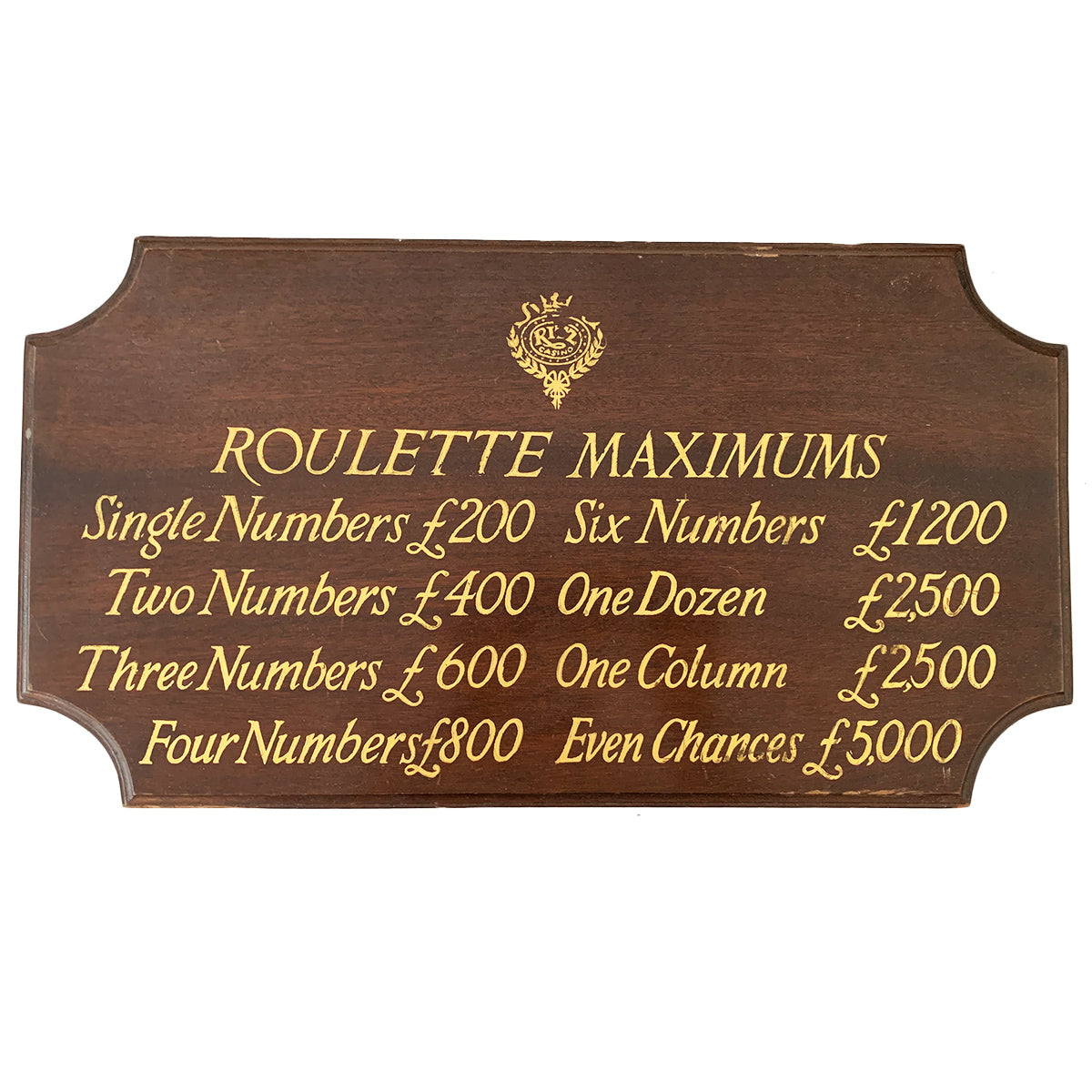 Roulette Maximums Sign