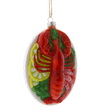 This lobster dinner ornament is ideal for any foodie's tree  Material: Glass   Size: 4.75" 