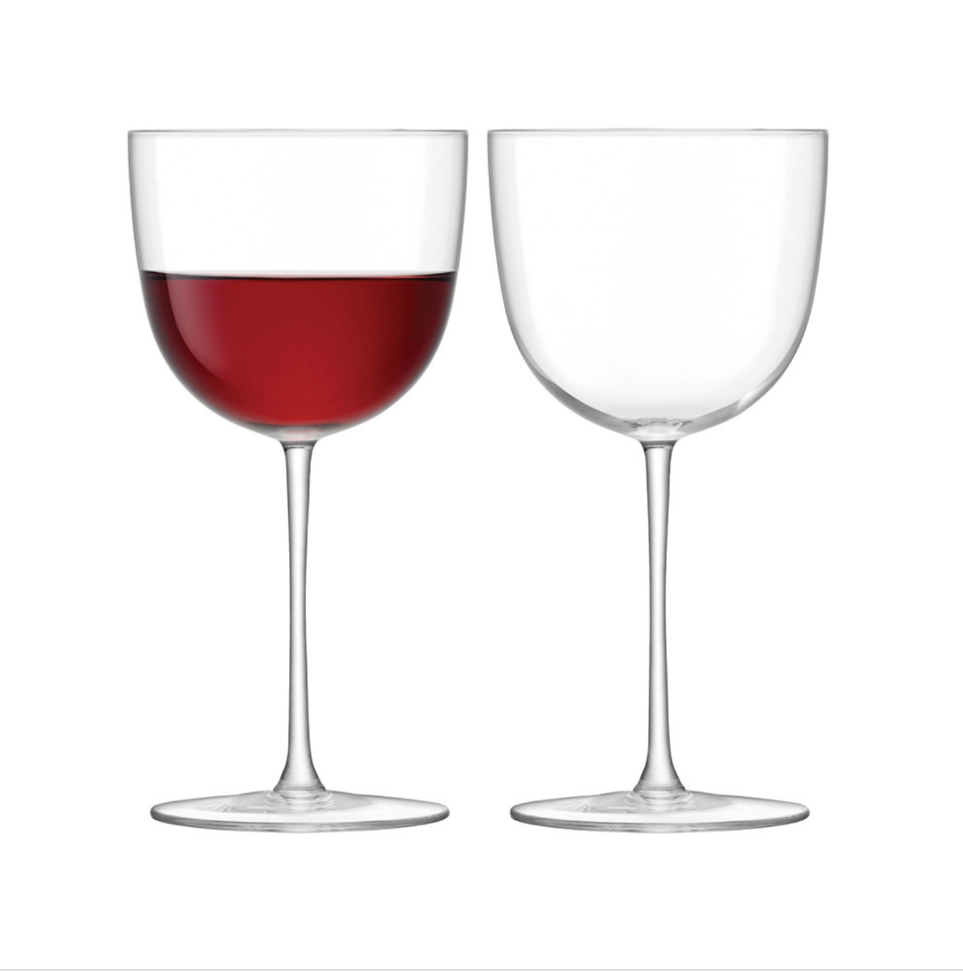 Pair of Red Wine Footed Base Glasses