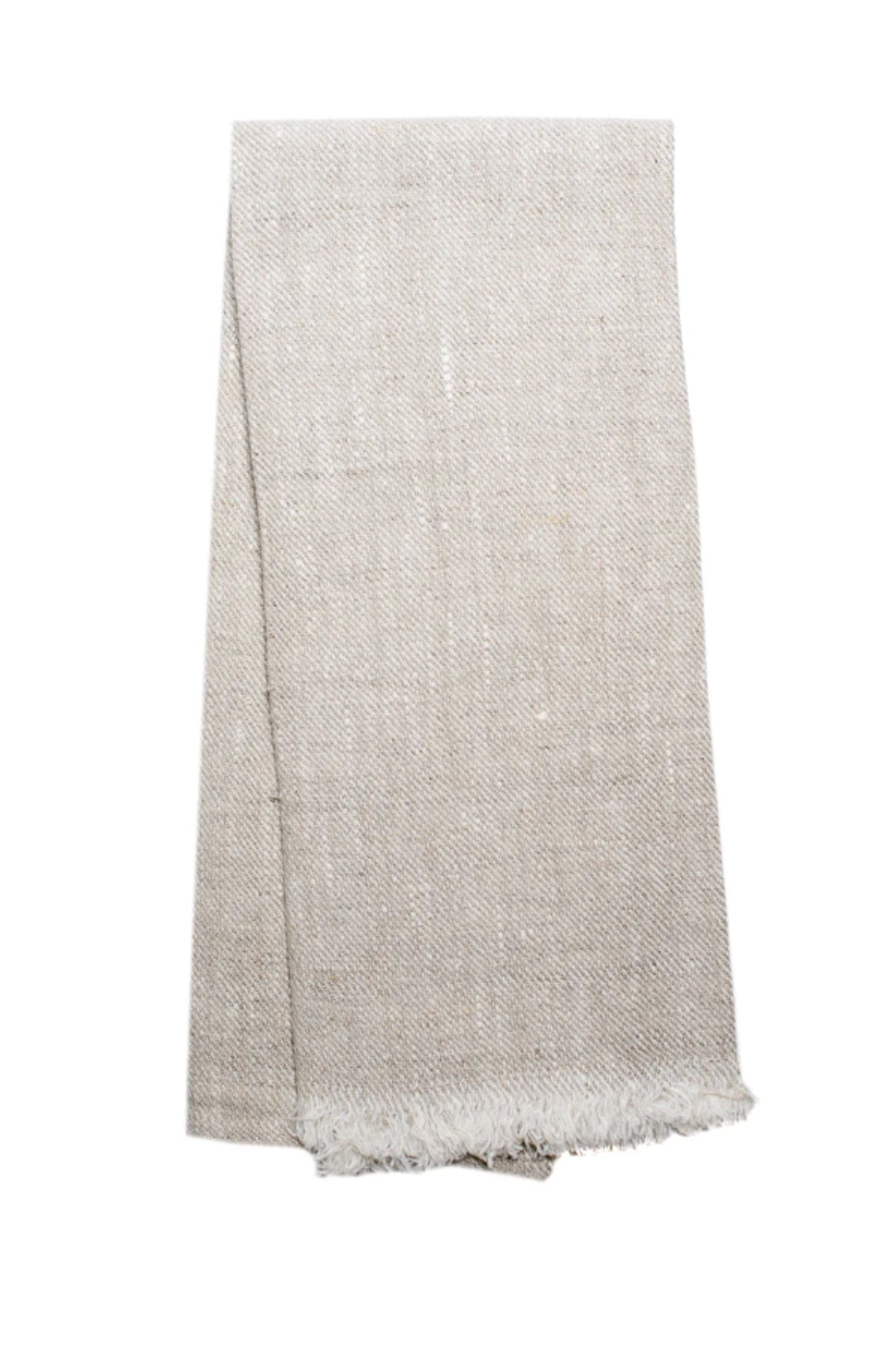 Beige fringe linen tea towel. 100% Linen